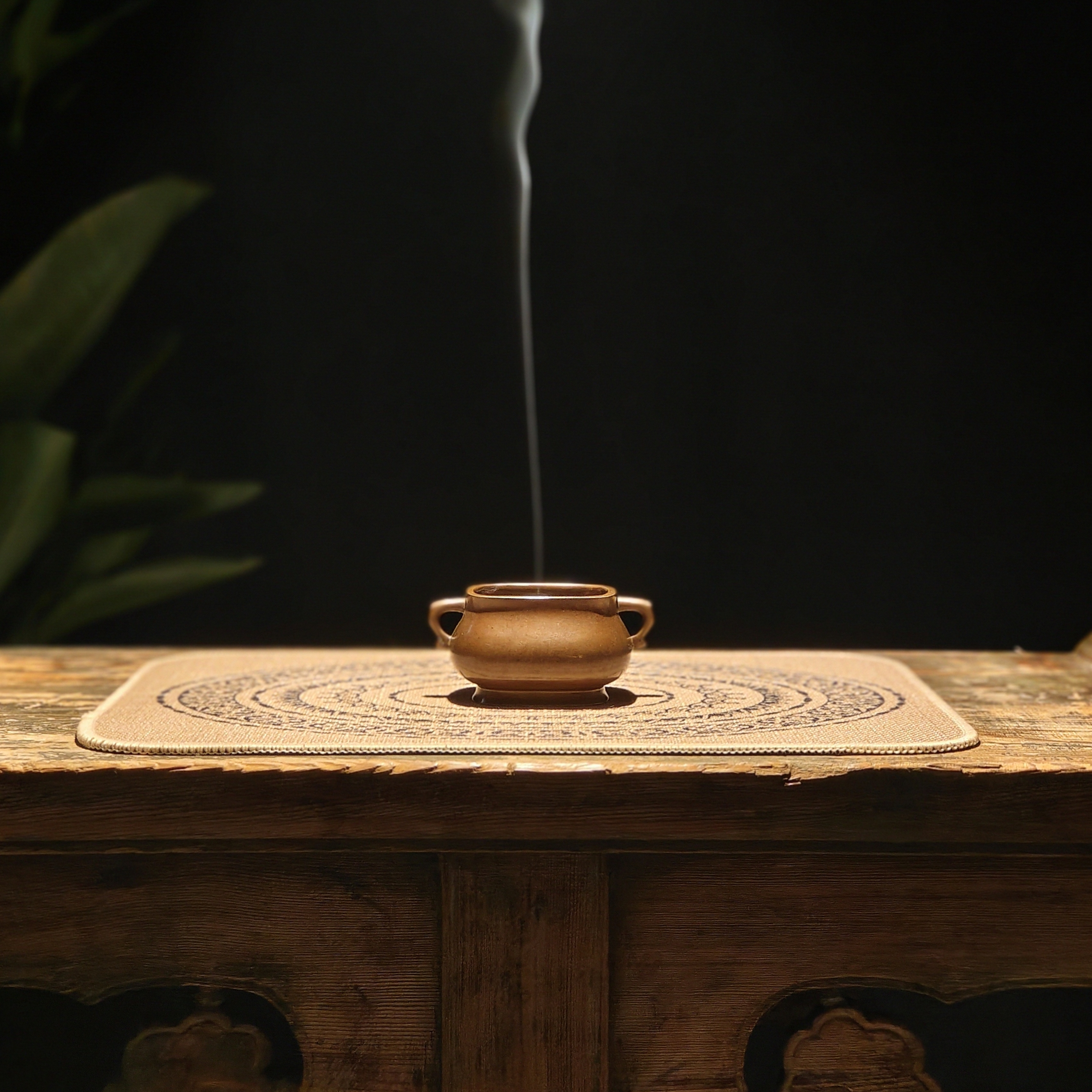 中式仿古如意蚰龙耳炉文房雅器铜香炉