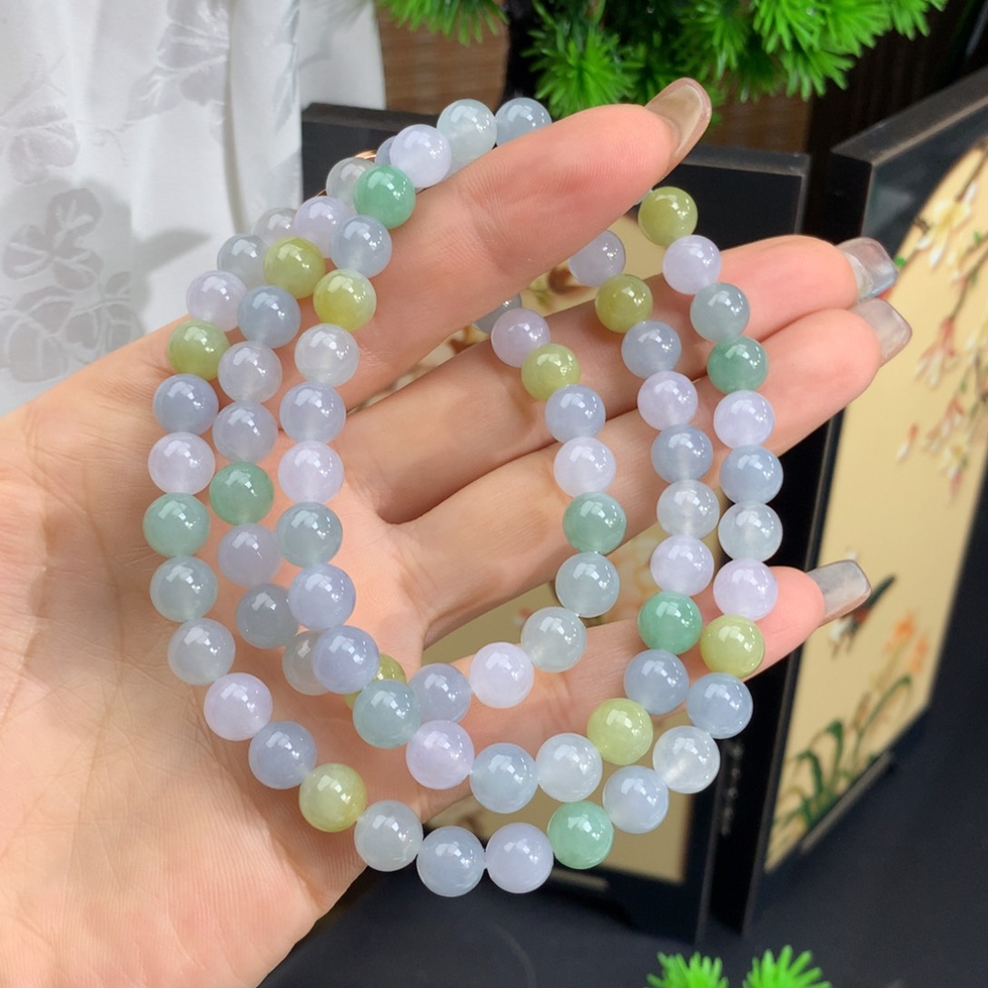 翡翠手链未镶嵌冰胶多宝项链卡8mm