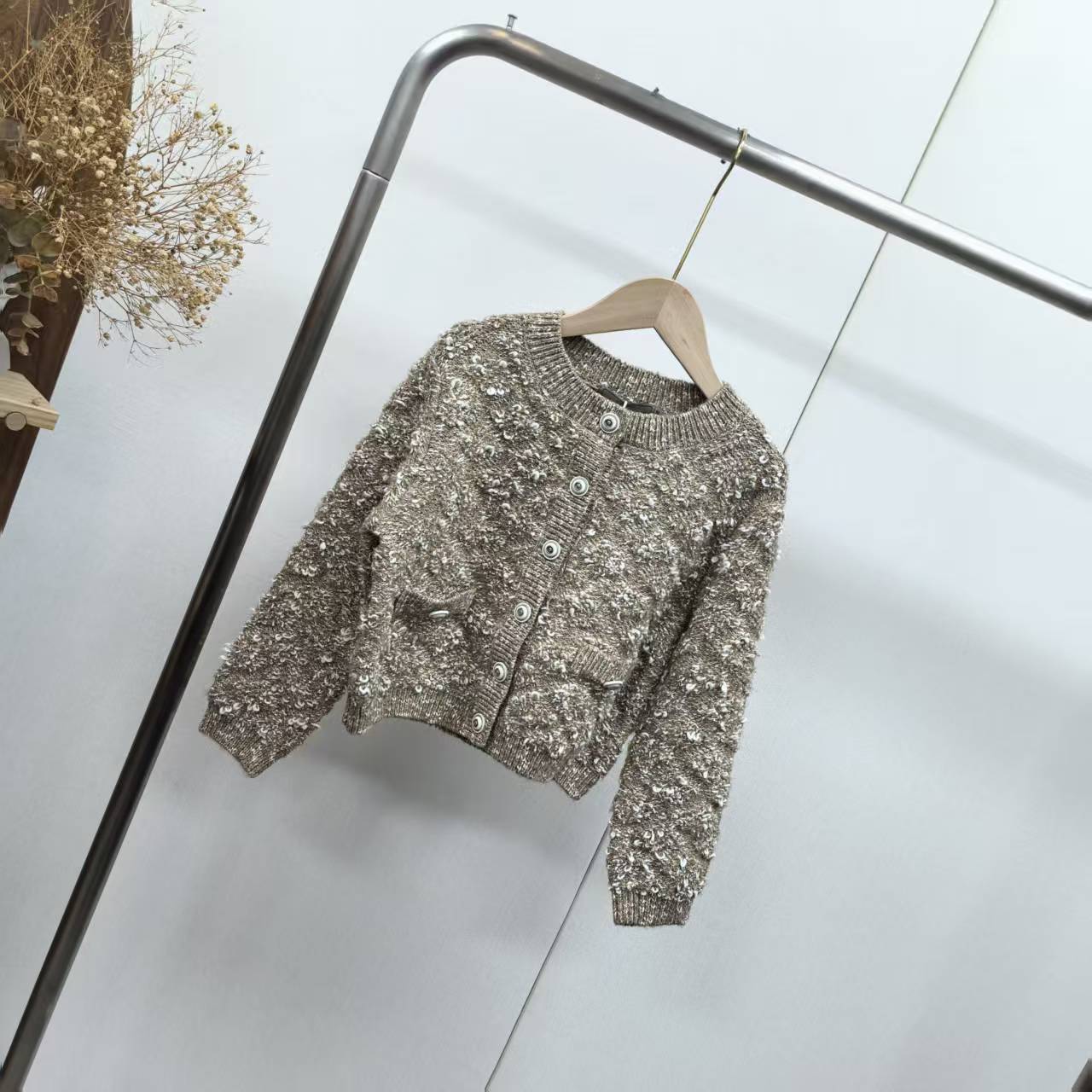 【7136】杏色针织衫