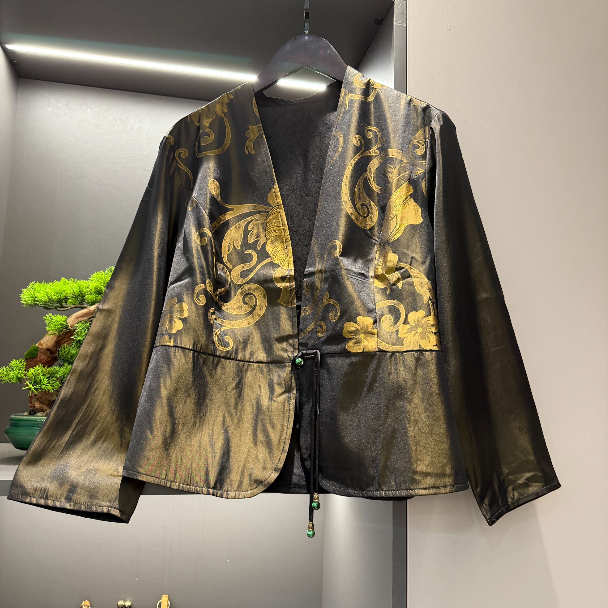 中式开衫复古盘扣传统改良荷花花色春季女装宽松上衣2095