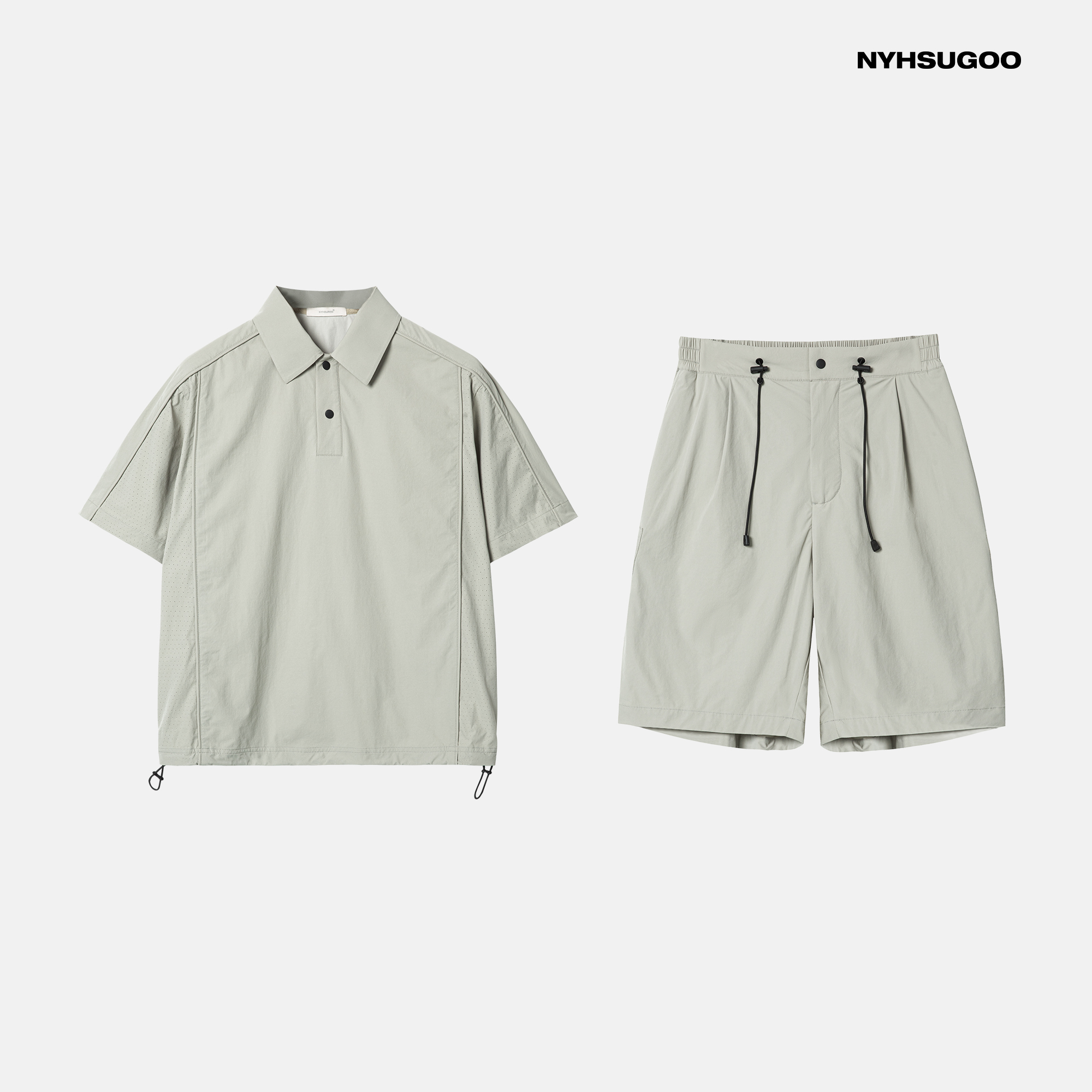 NYHSUGOO/南乙夏季25年Polo短袖上衣休闲短裤宽松3715肤感套装