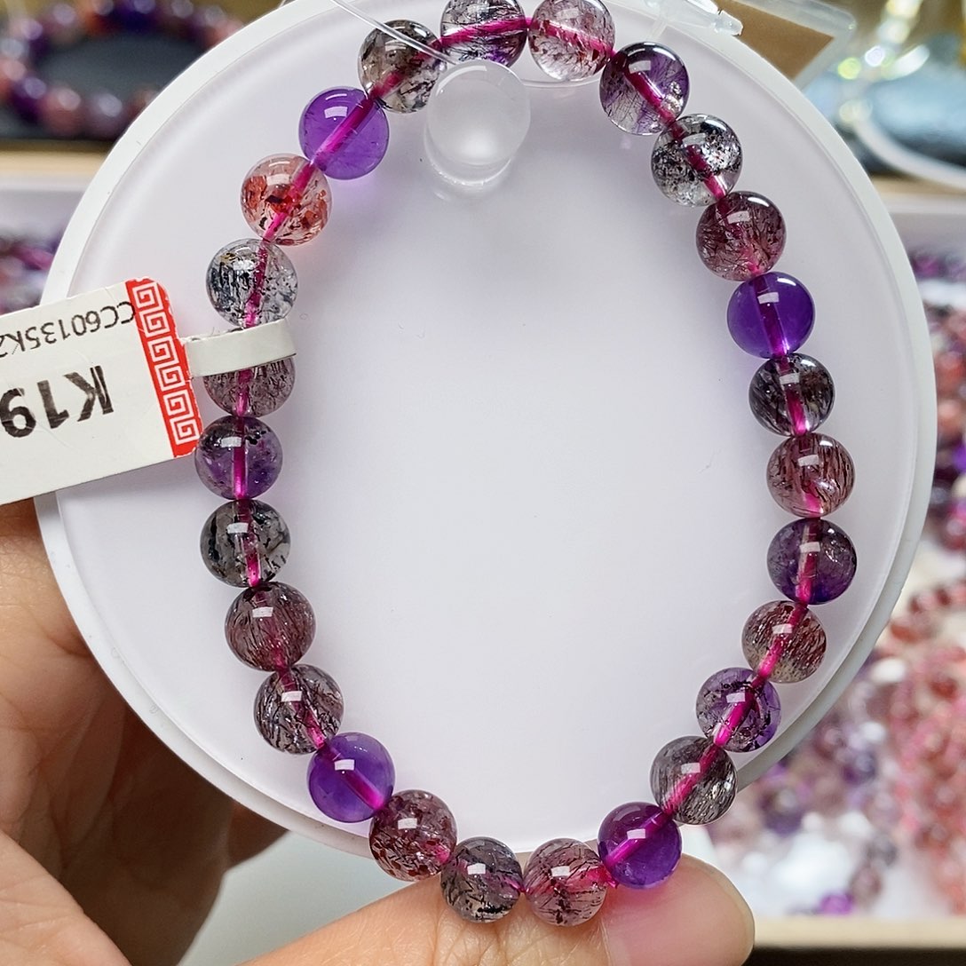 未镶嵌手链水晶7.6黑加仑超七K194