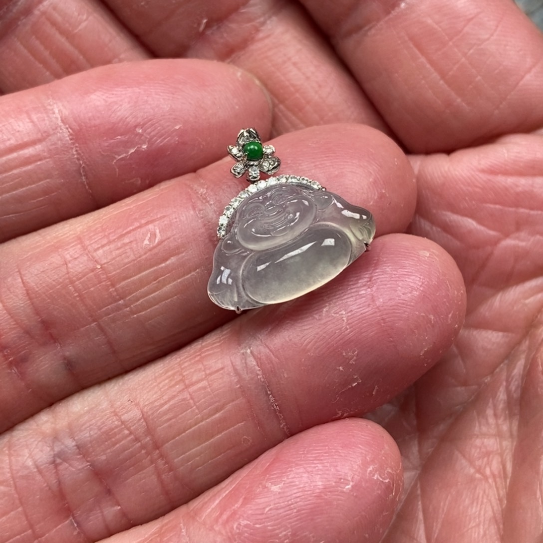 翡翠颈饰18K金镶嵌佛公