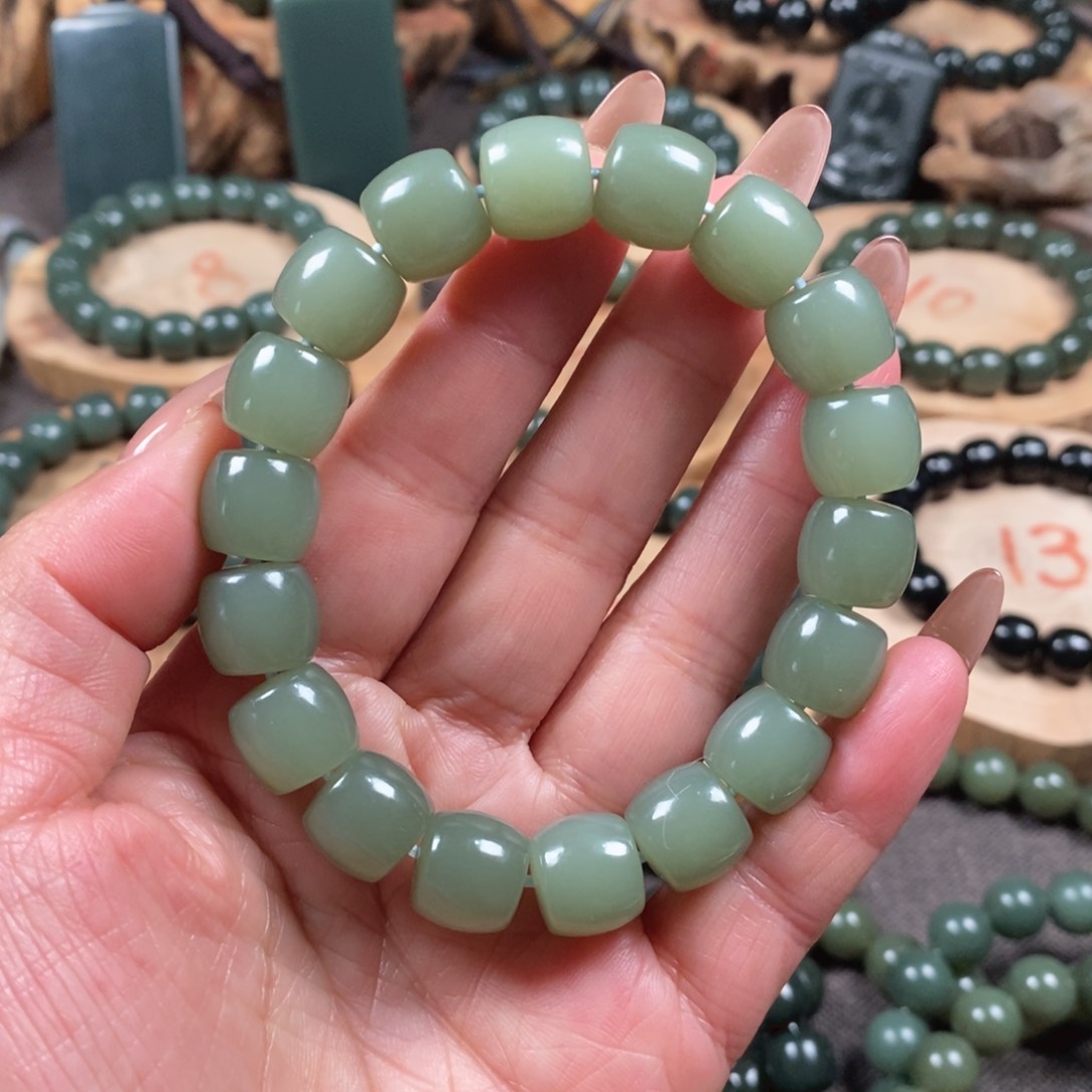 和田玉（青玉）手链未镶嵌