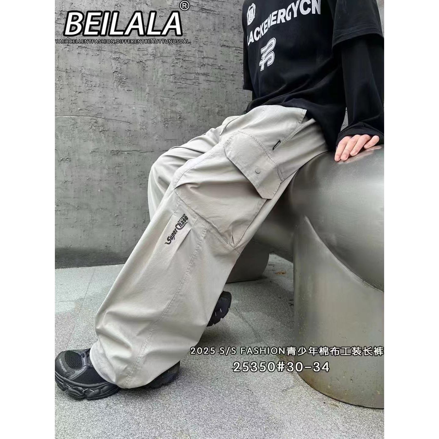 25350贝拉拉新款青少年韩版潮流裤子工装裤
