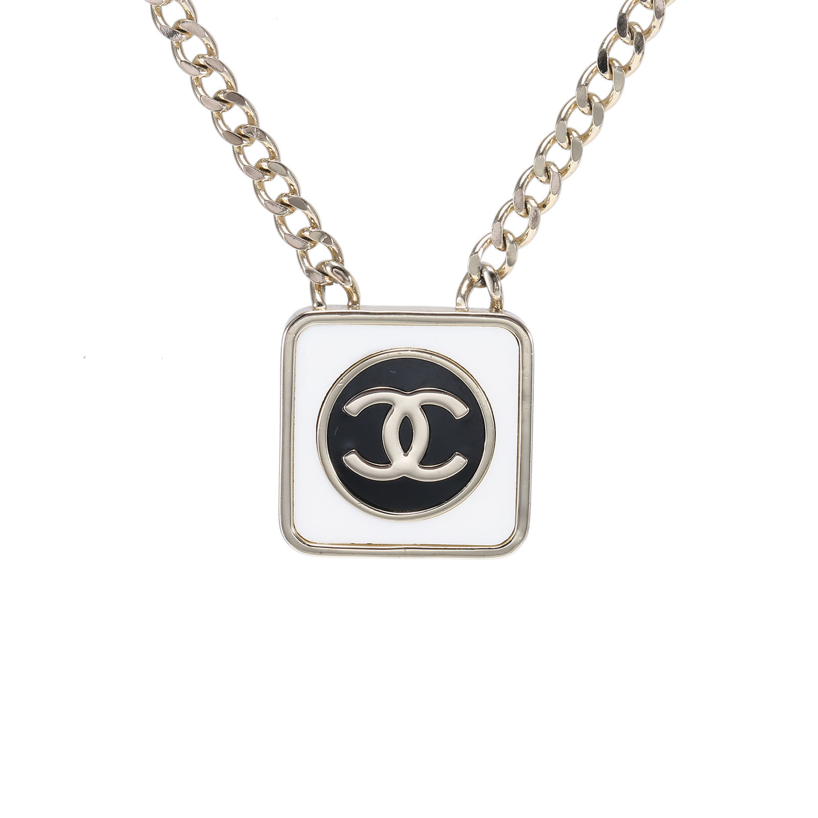 95新 Chanel/香奈儿 新粉【念念活动】23C 双C 黑白珐琅 项链