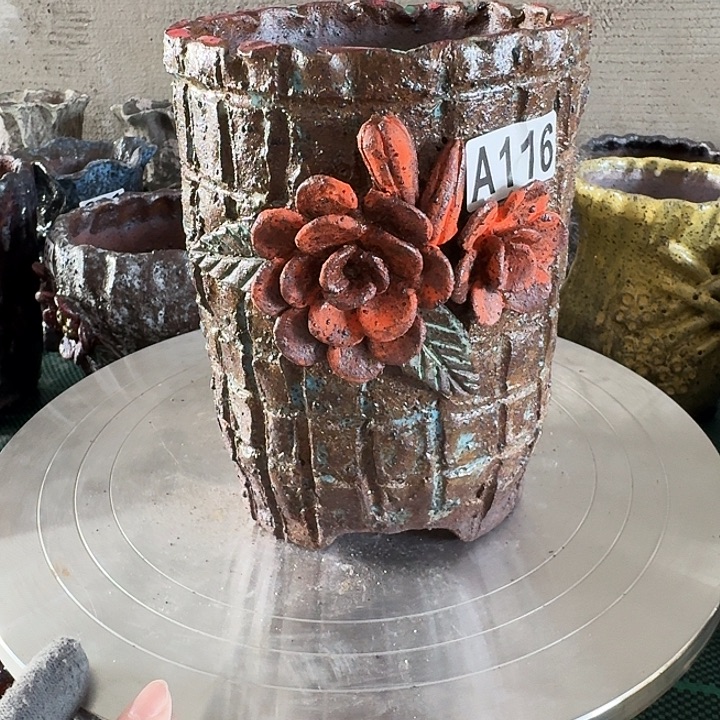 内口11高17粗陶手工