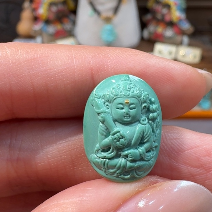 绿松石未镶嵌韦陀雕刻件
