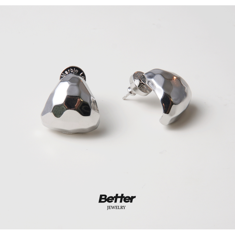 铜合金耳饰 TC418 Marble leo 波光三角耳钉