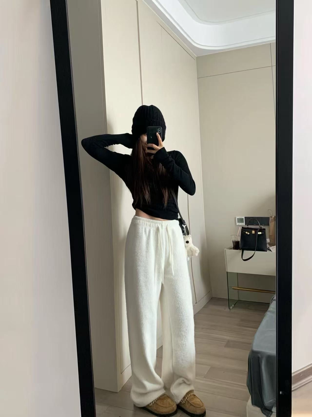 【软糯澳毛裤】25年冬韩系时尚慵懒感阔腿直筒裤宽松羊毛拖地长裤