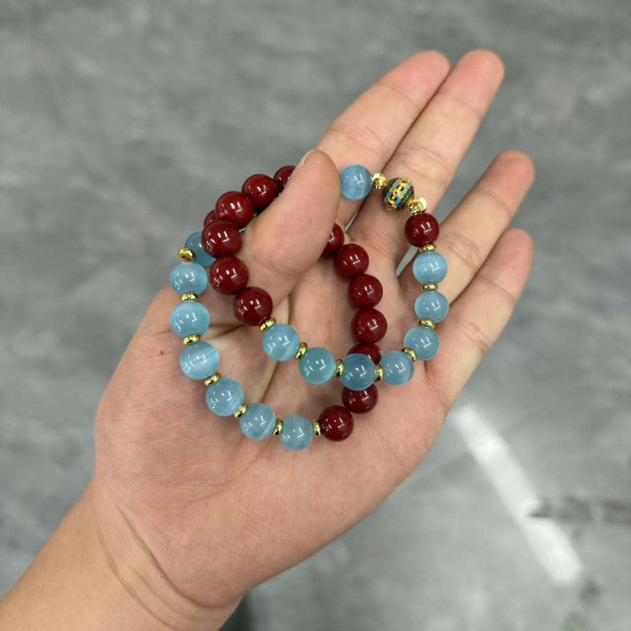 含辰砂工艺品天然紫金砂朱砂手串-v1034-多样性发一