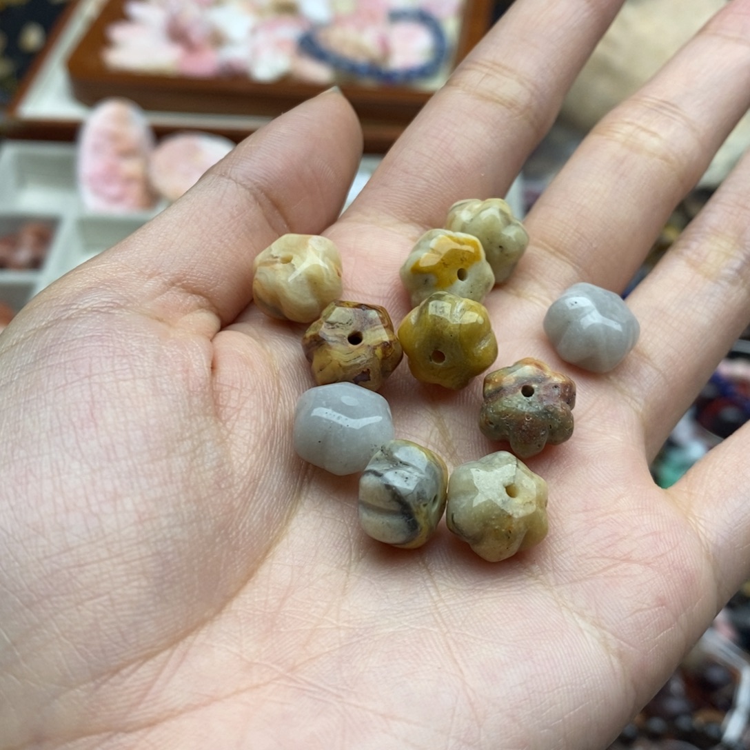 玛瑙/玉髓未镶嵌珠宝半成品五个装纯天然疯狂玛瑙南瓜