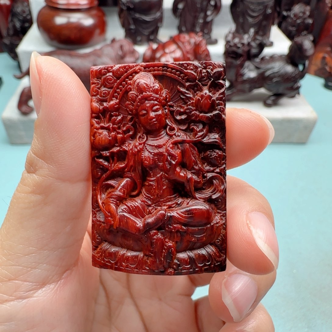 小叶紫檀把件度母牌