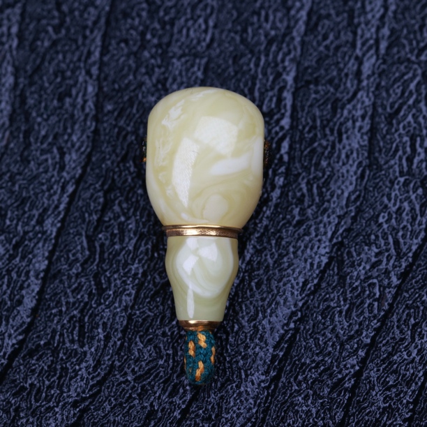 12.95mm18K金腰带黄白花蜜蜡分体榫卯三通（适合9+手持7+mm108使用