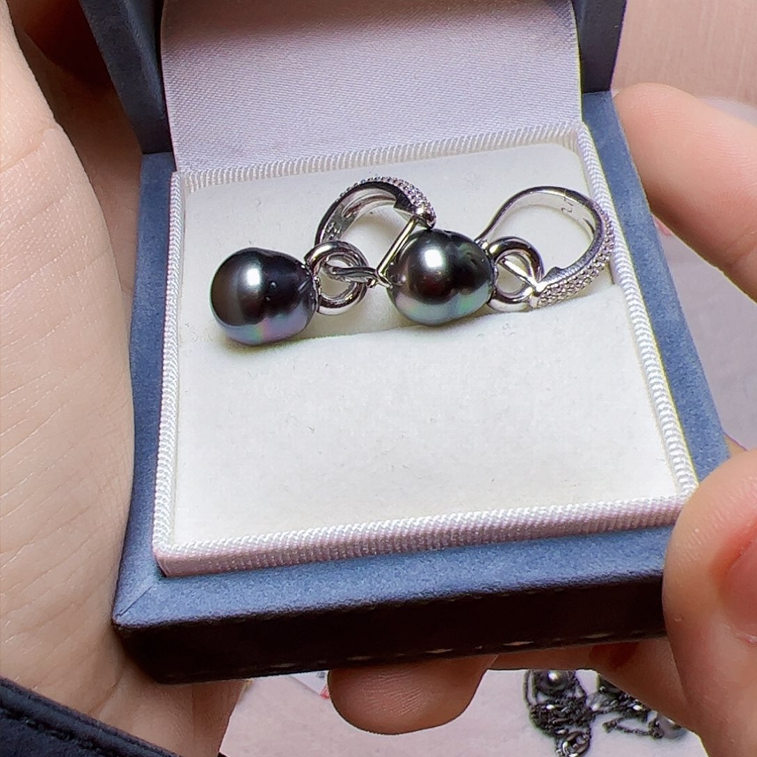 海水珍珠耳饰银S925镶嵌