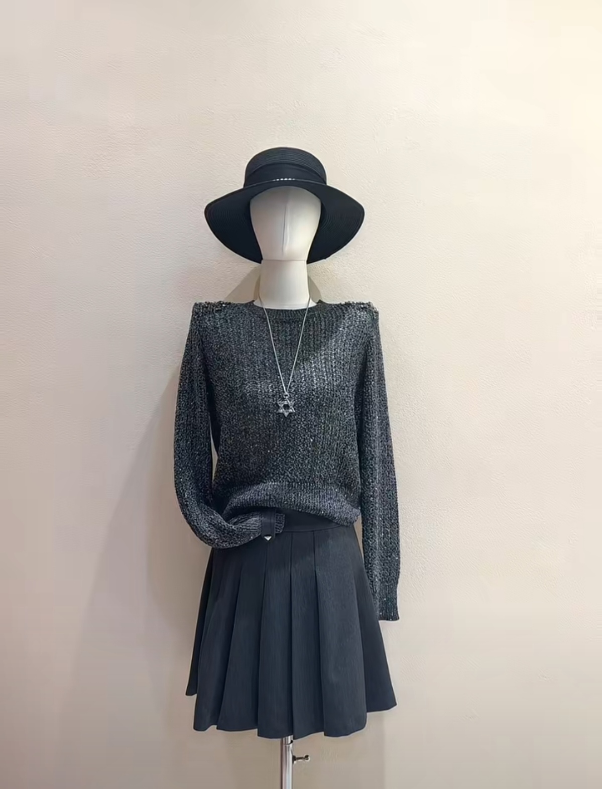 FONMEY梵迷灰色百褶裙