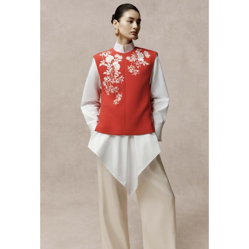 【刘彤推荐】玉琼   刺绣花卉圆领马甲 J26S4067