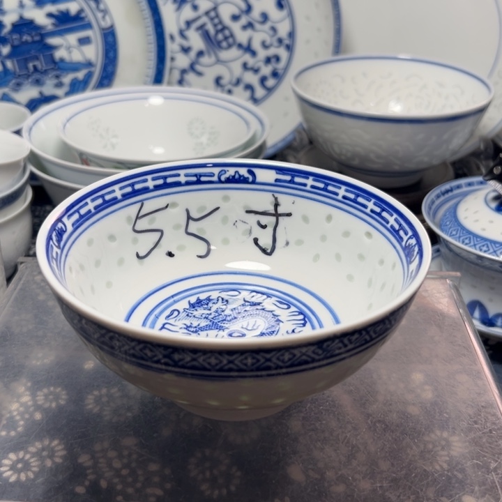 青花玲珑5.5寸饭碗