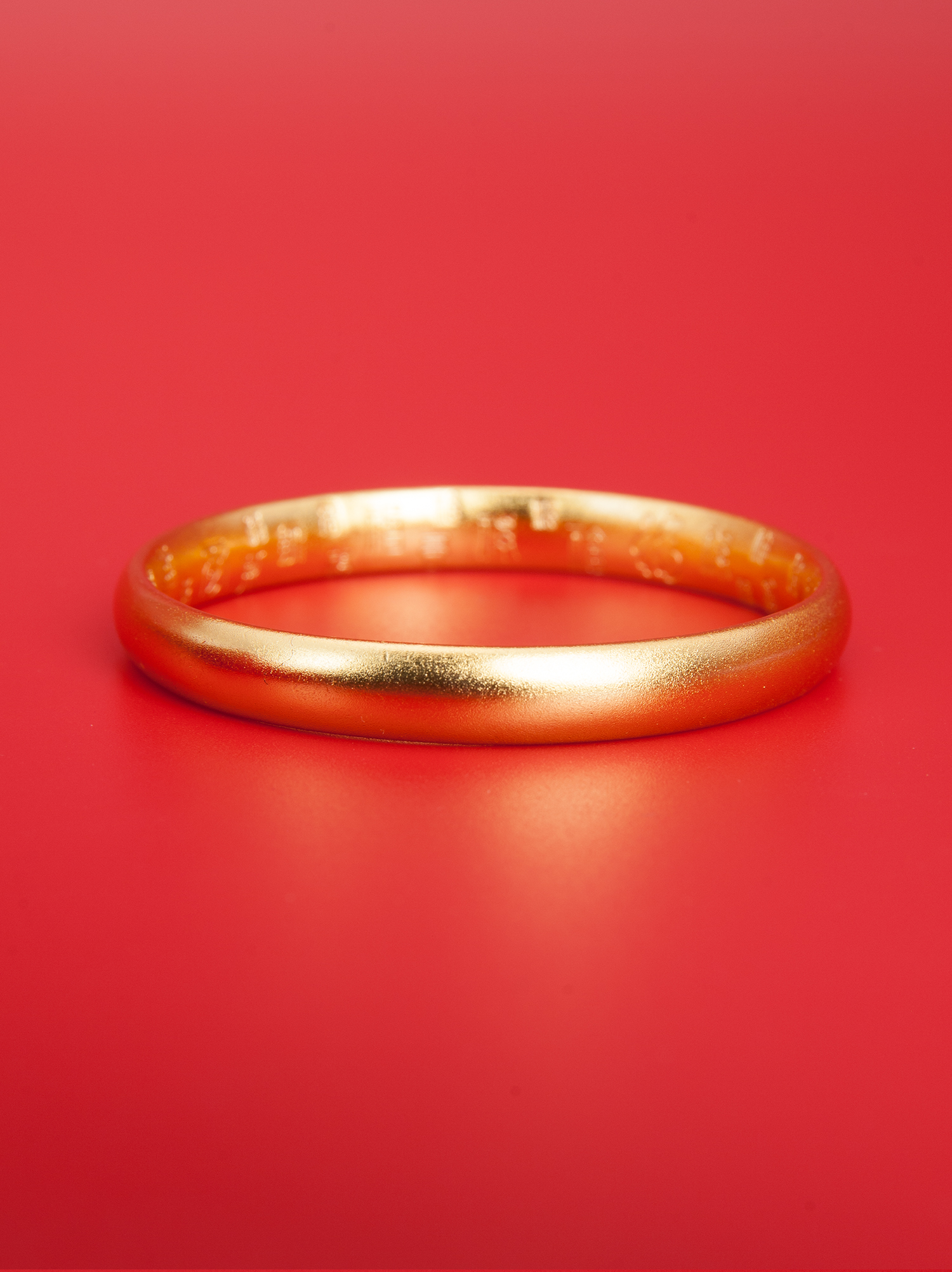 铜合金手镯 百福底国风8mm泥鳅背素圈手镯女款传承百福镯子不掉色