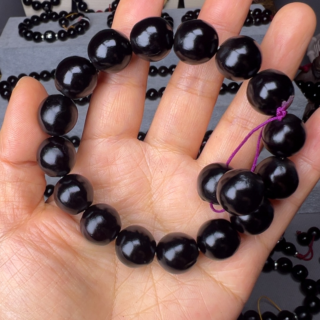 精品手串卡15毫米16颗籽手串黑色