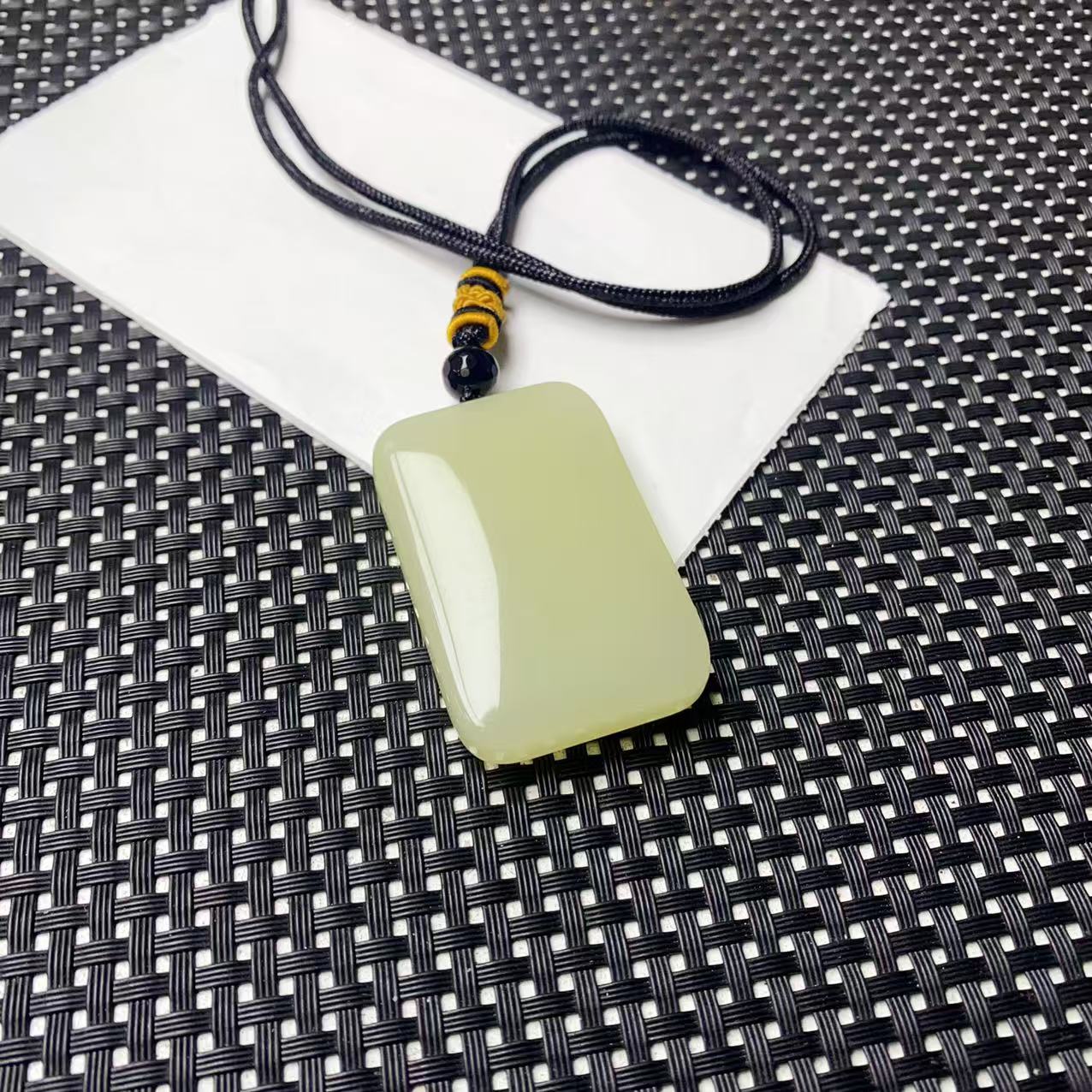 [小石]A1551黄口方牌项链吊坠