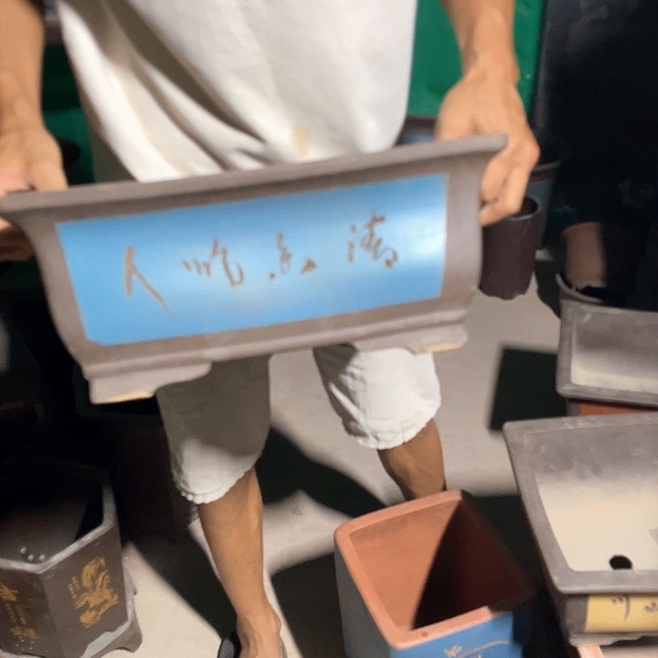 40蓝色马槽花盆花盆