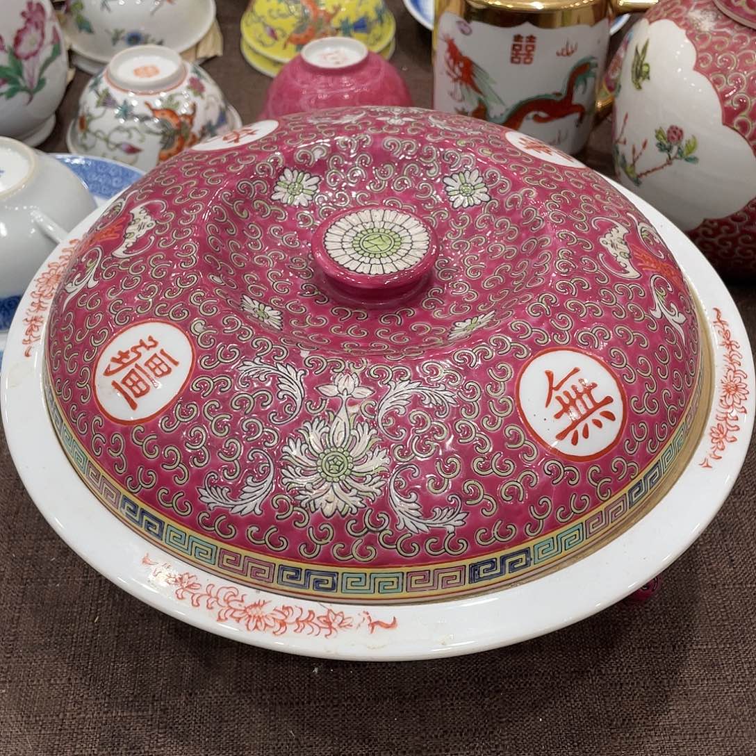 瓷片景德镇粉彩万寿一品锅