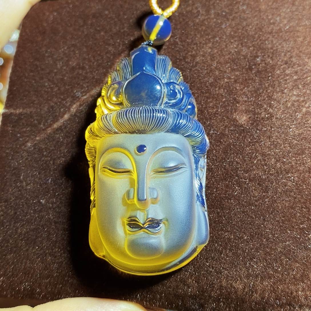 未镶嵌蓝珀裸石天空蓝净水精工观音头毕业
