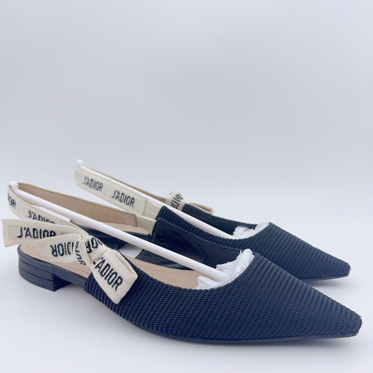 95新 DIOR/迪奥 36码/经典黑色科技面料平底小单鞋/