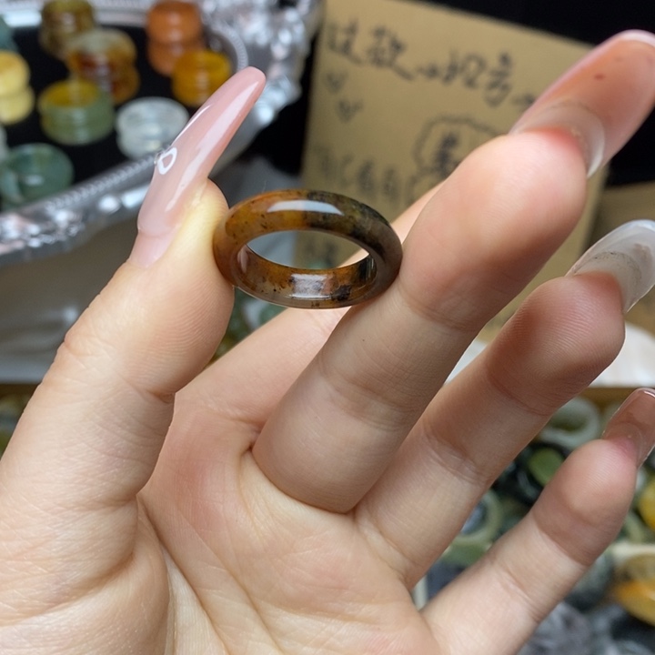蛇纹石玉合金戒指5-17.4