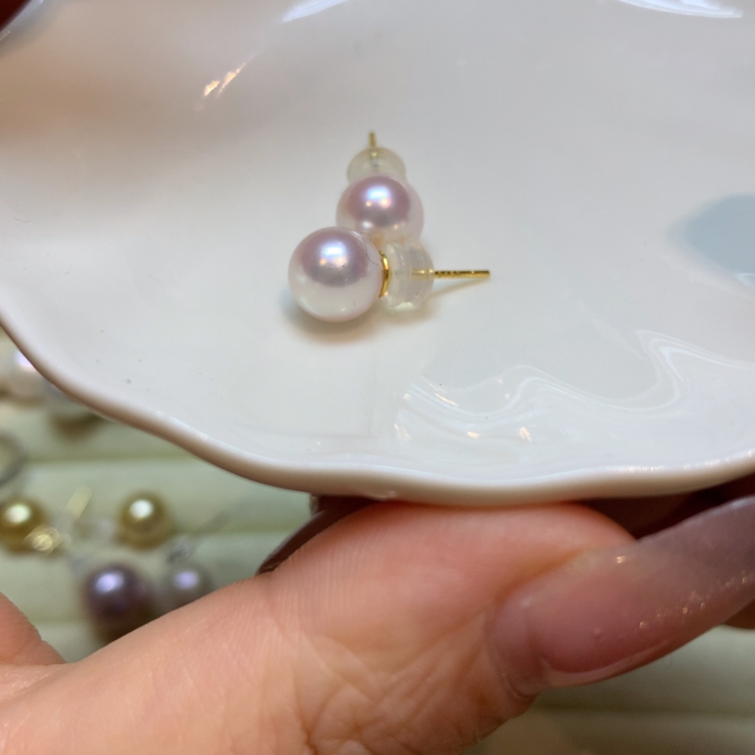 海水珍珠耳饰银S925镶嵌
