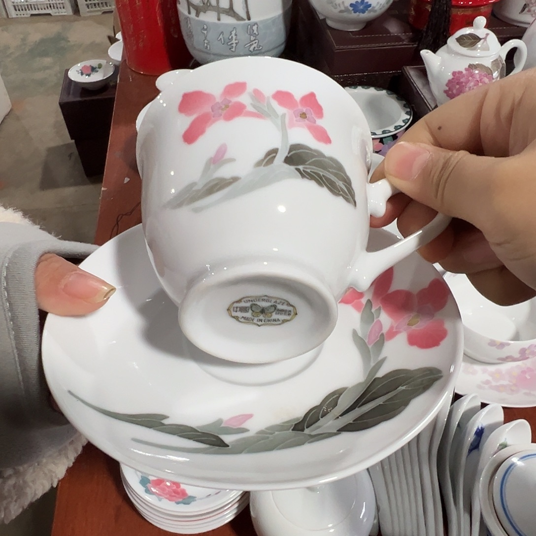 醴陵瓷直播供货基地手绘咖啡杯碟