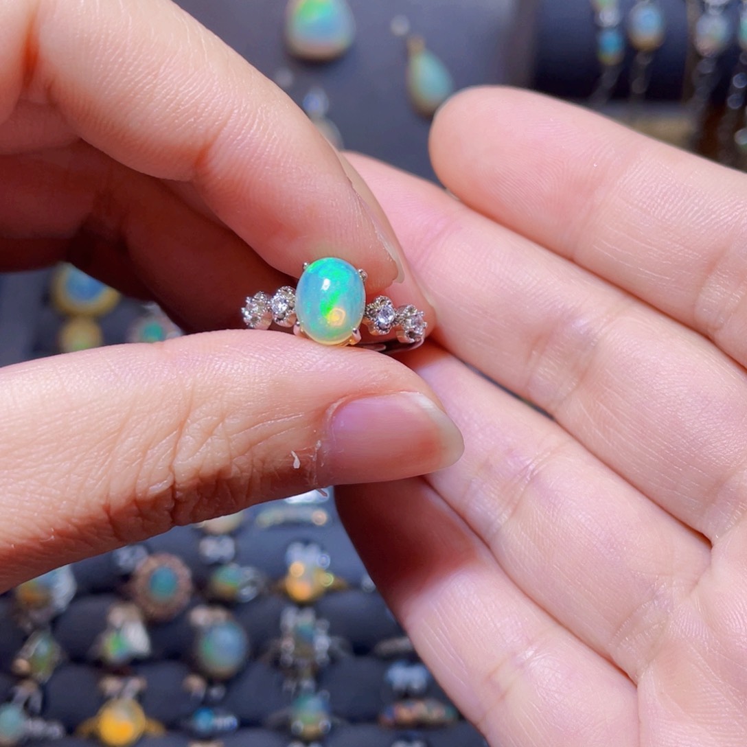 欧泊戒指）银S925镶嵌