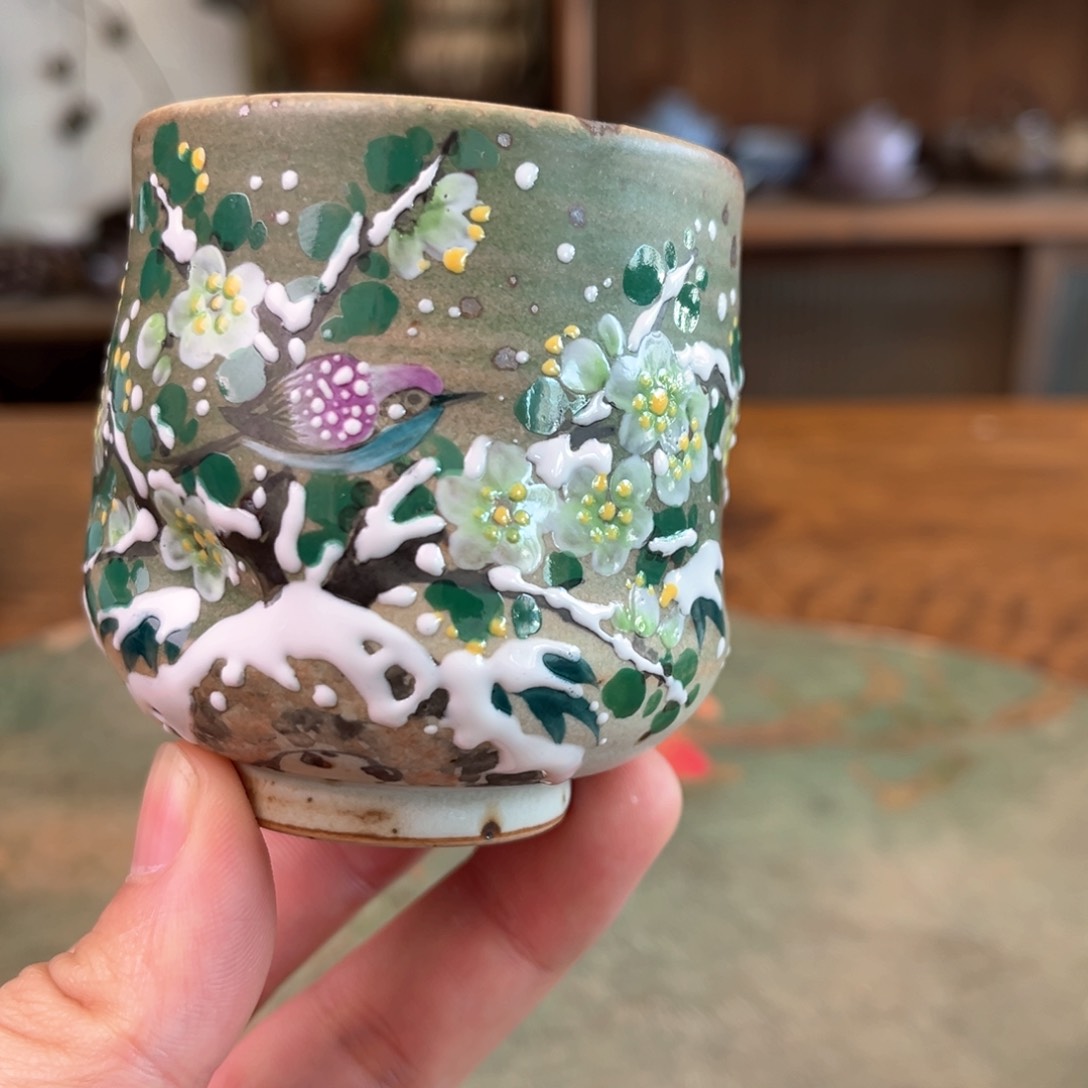 杯柴烧手工手绘陶瓷