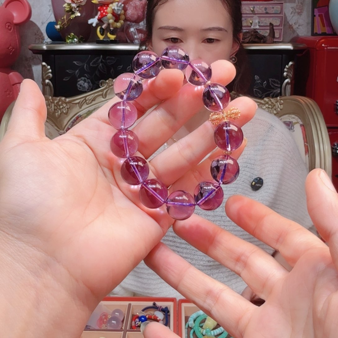 水晶手串18K金镶嵌手串