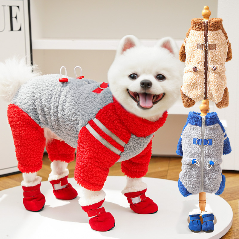 潮牌猫衣服猫咪秋冬加厚四绒衣双面绒拉链宠物狗狗毛猫用品发