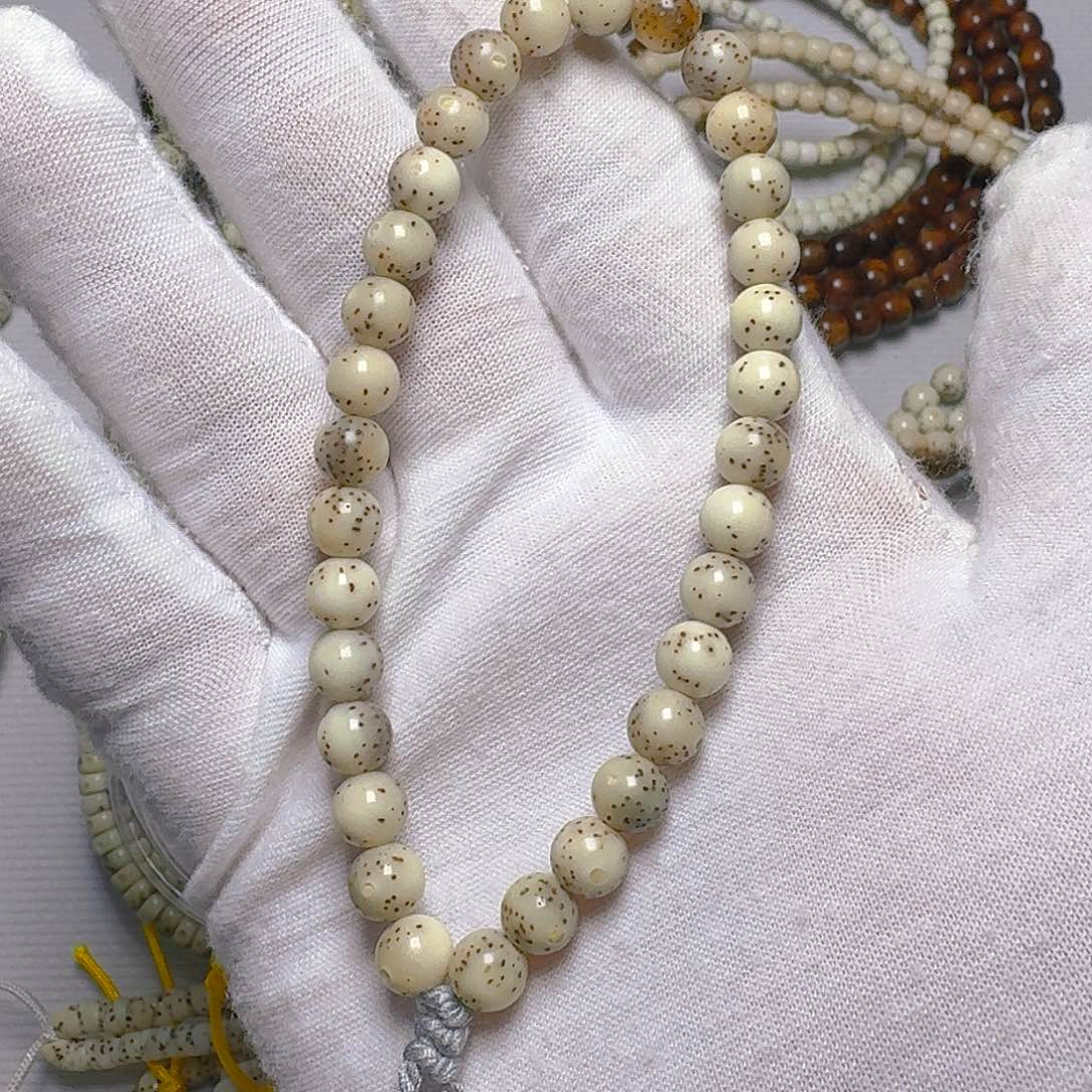 ****星月菩提手串原生态石玉料卡7圆糖豆手持