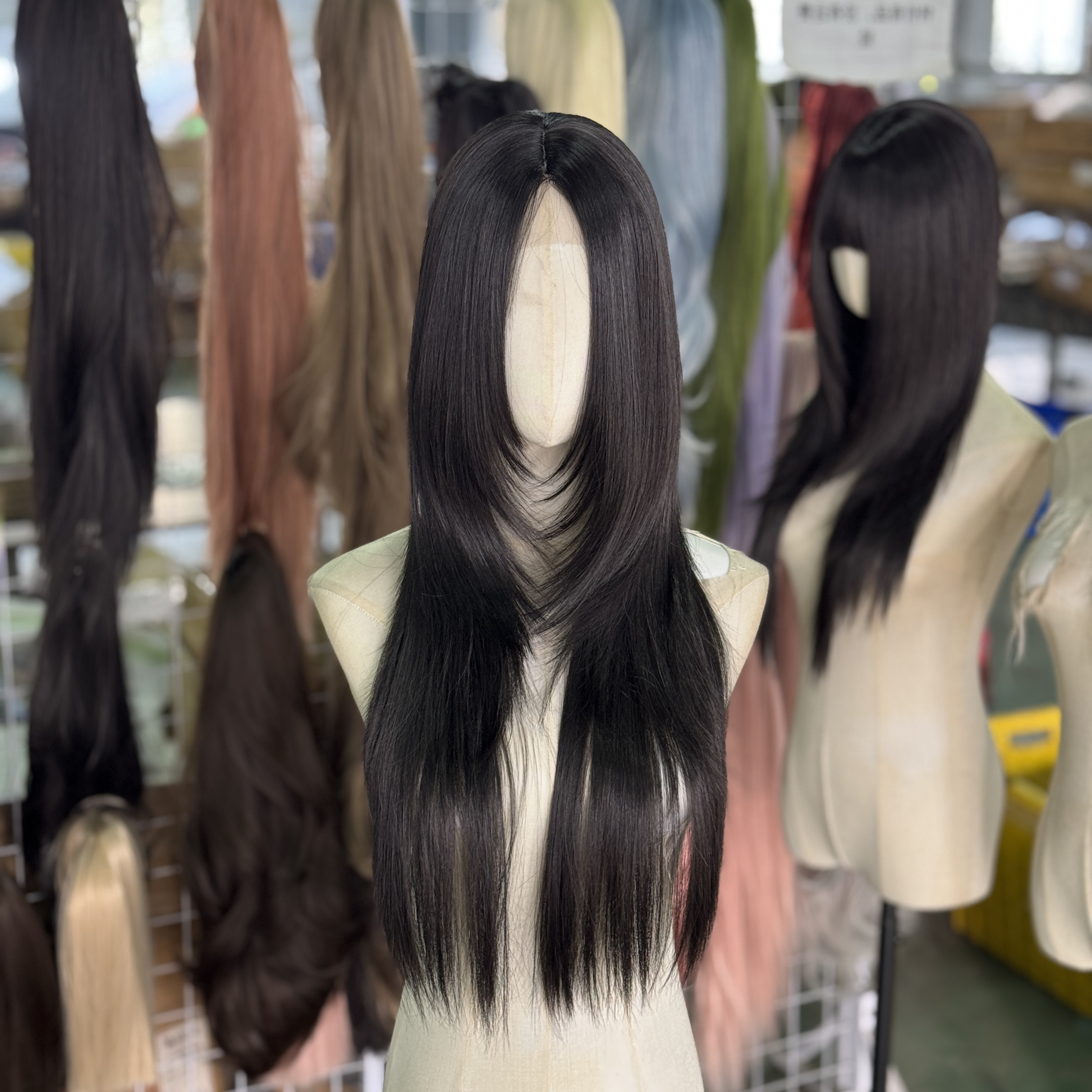 黑茶色小额蕾丝高层次直发韩系自然仿真女士假发全头套