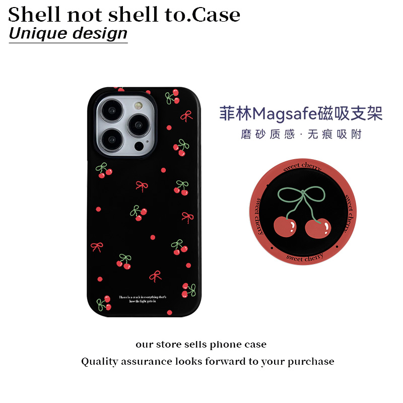 ins韩系樱桃菲林二合一适用华为苹果16p手机壳15保护套小米14支架