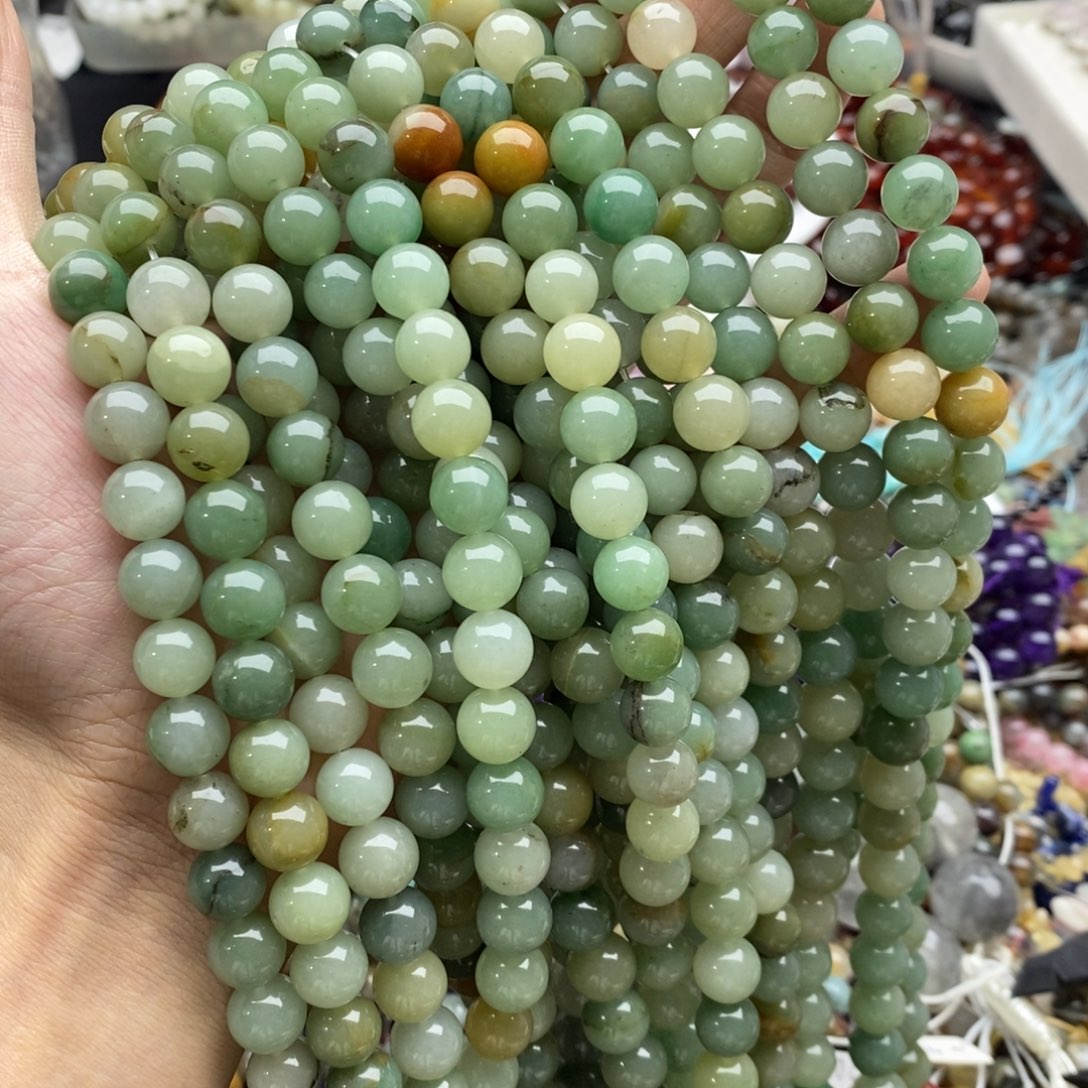 玛瑙/玉髓未镶嵌珠宝半成品一条天然10mm高油东岭玉圆珠