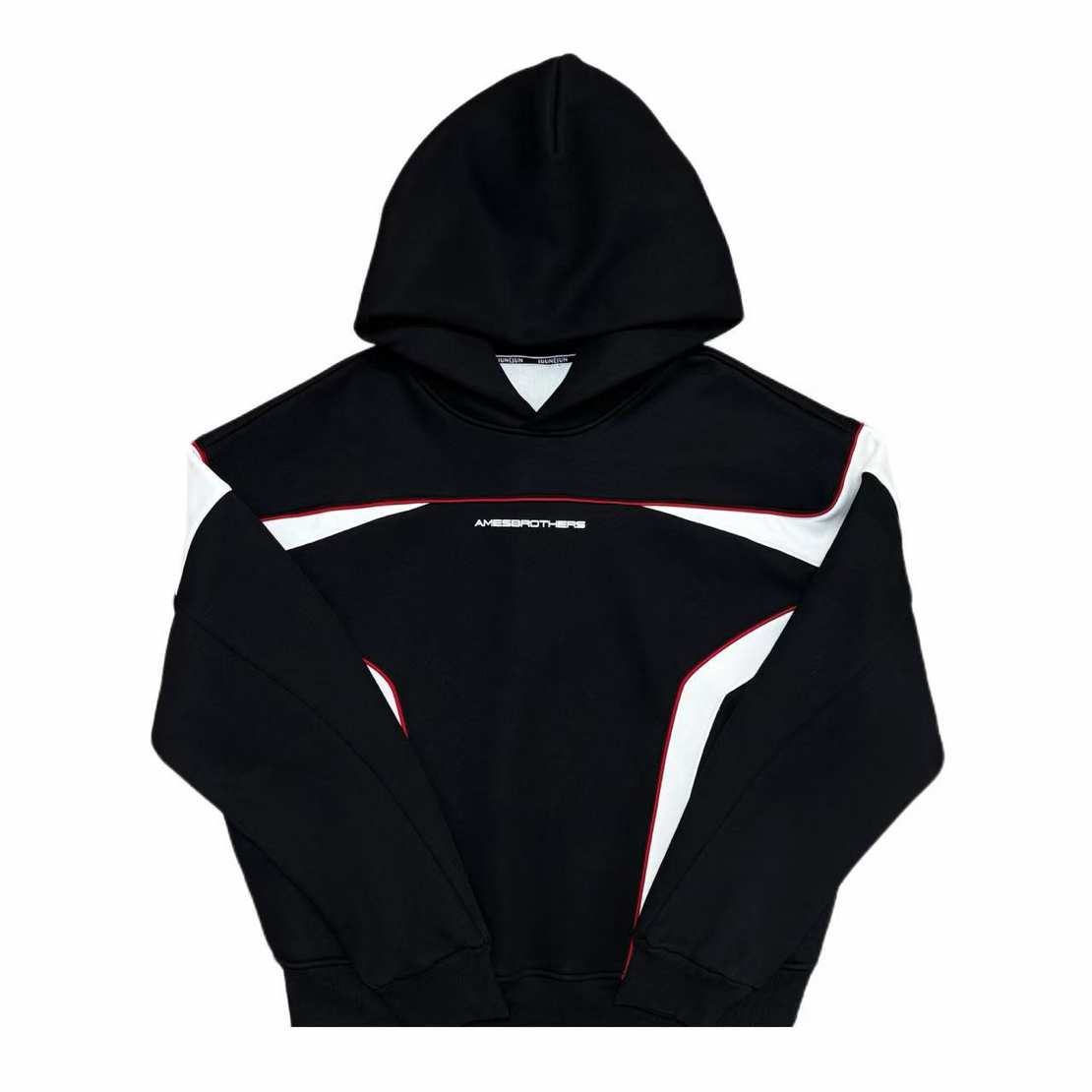 [SM]黑白红拼接明线巴家潮流时尚带帽奥粒绒儿童卫衣（暖暖冬日)