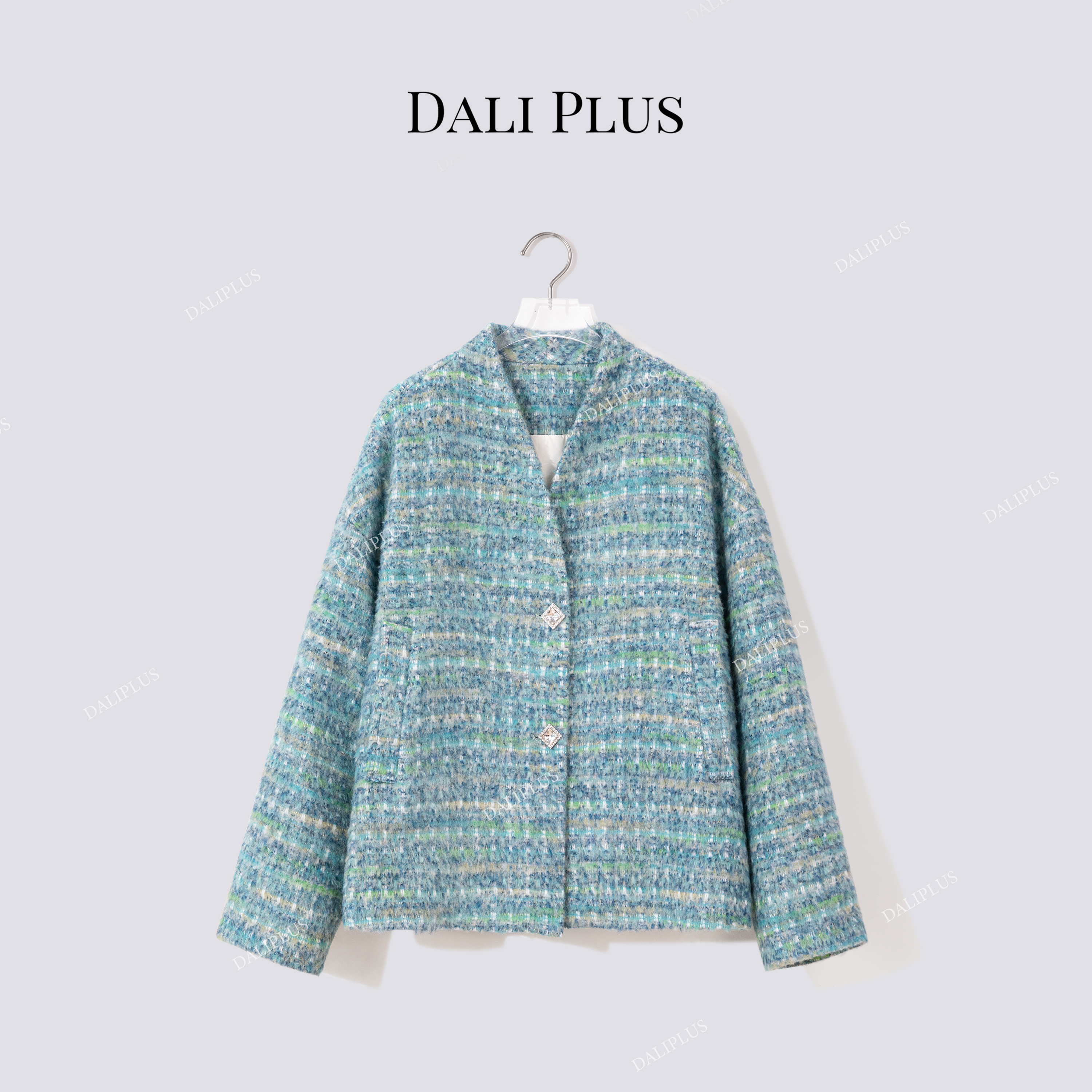 DALI PLUS“蓝绿小香95白鹅绒服”方钻纽扣羽绒服轻装滑-D5MM3309