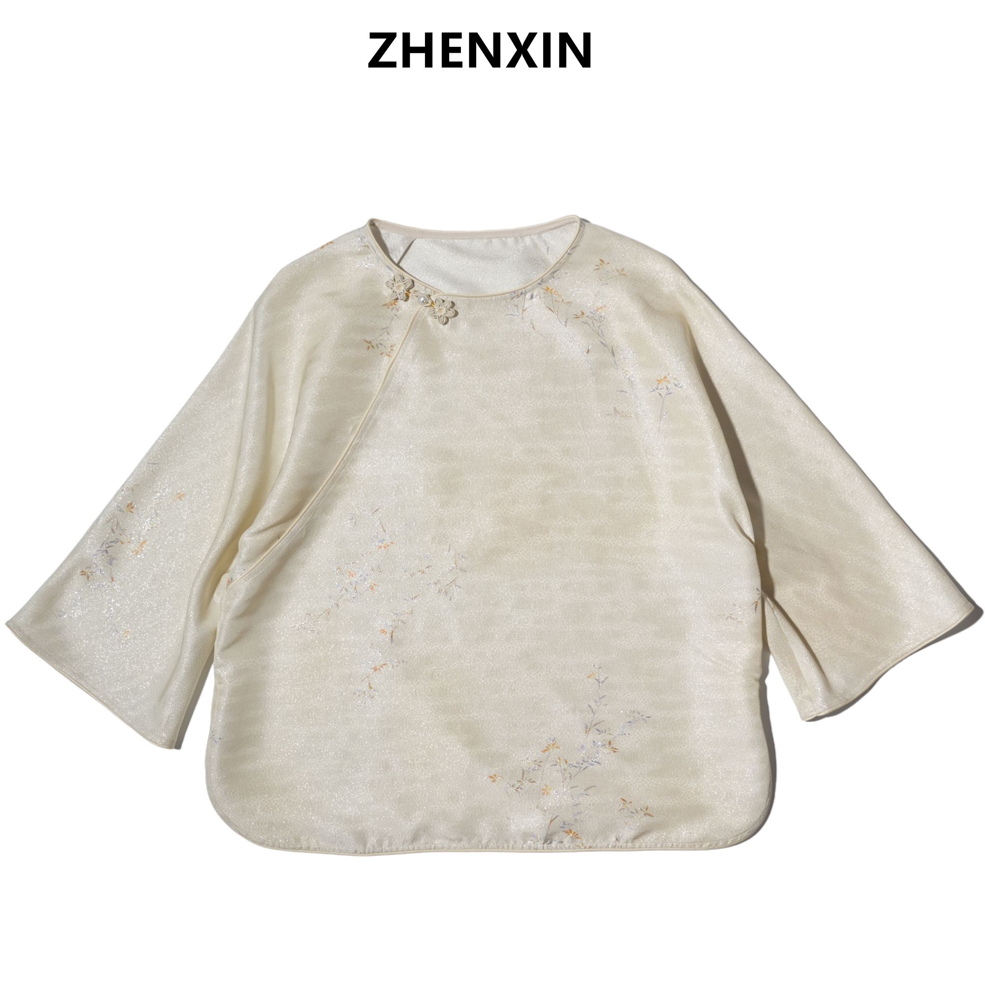 银通正娟毛衫真丝桑蚕丝织金高档上衣短袖百搭时尚优雅