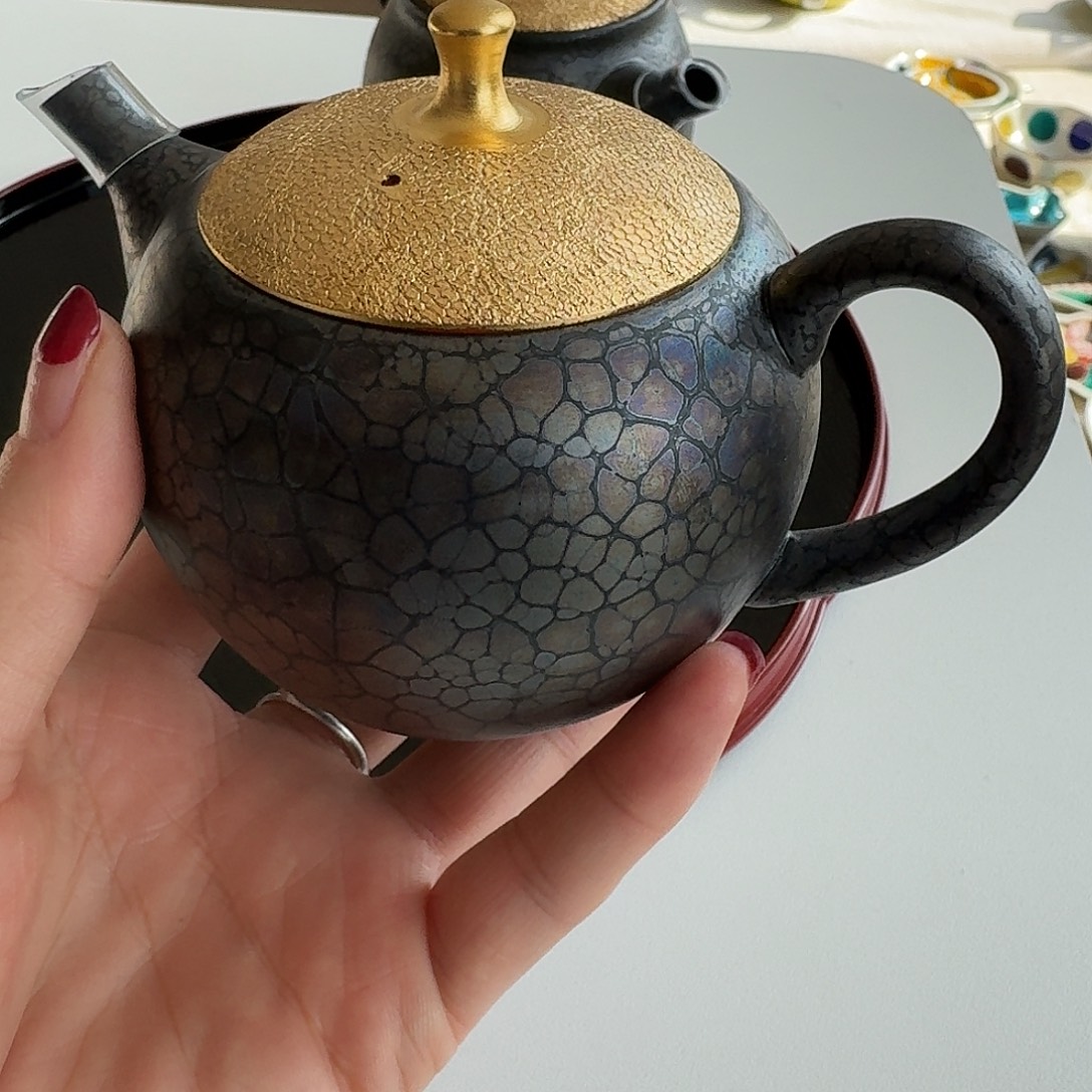 瓷片昭龙金盖茶壶240毫升