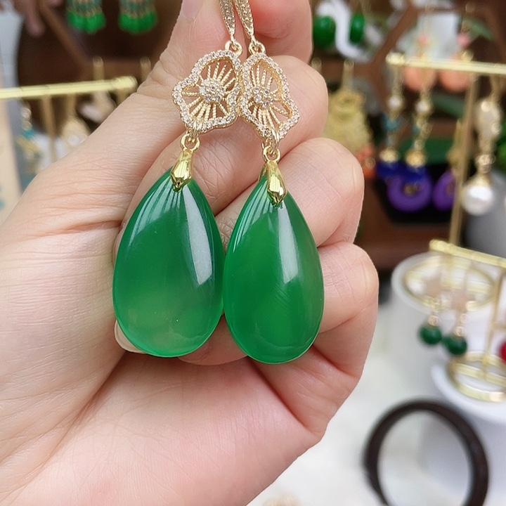 玛瑙/玉髓耳钉合金