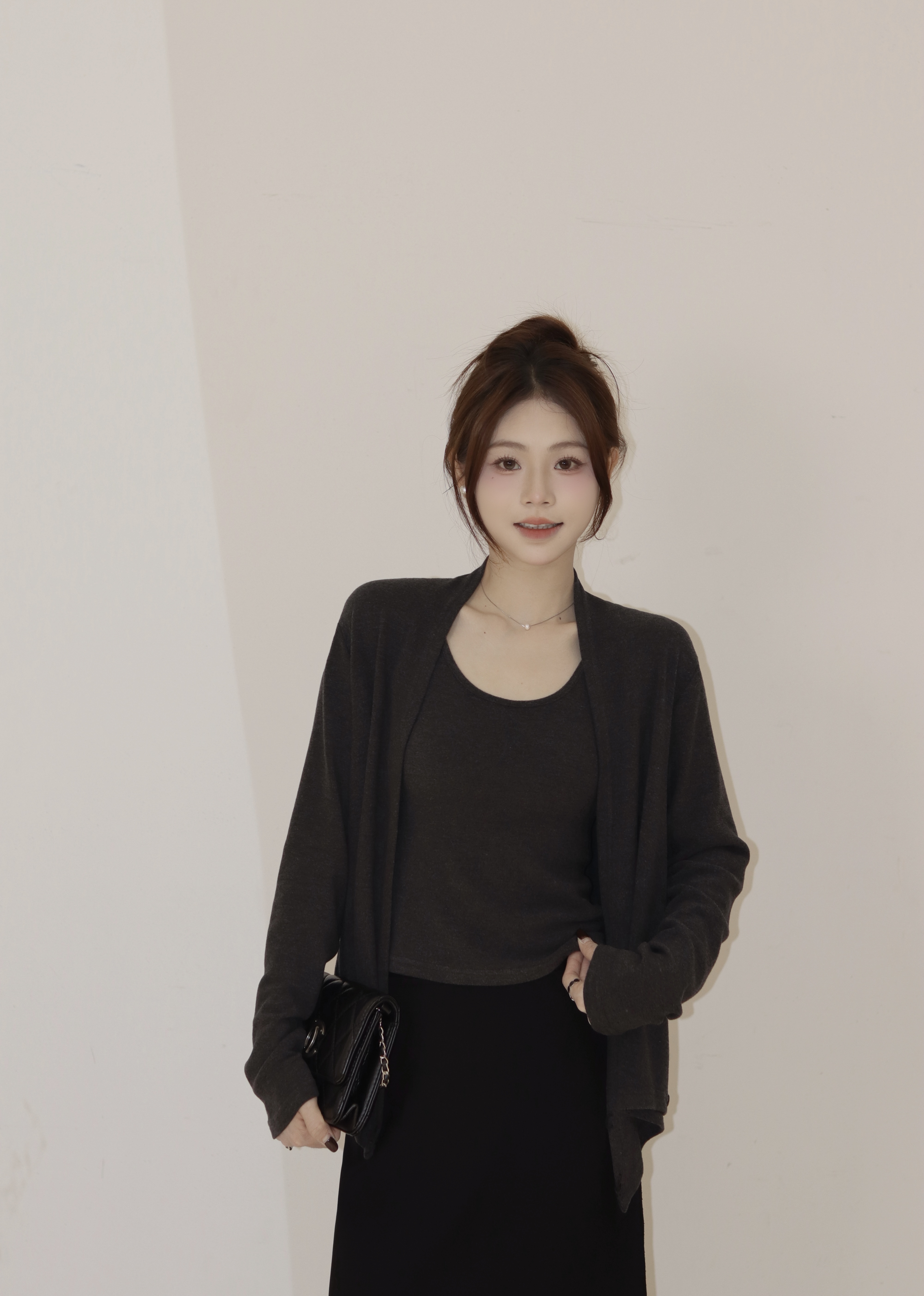 CJJ【慵懒至上】秋冬季松弛感气质风显瘦背心上衣慵懒长袖开衫套装