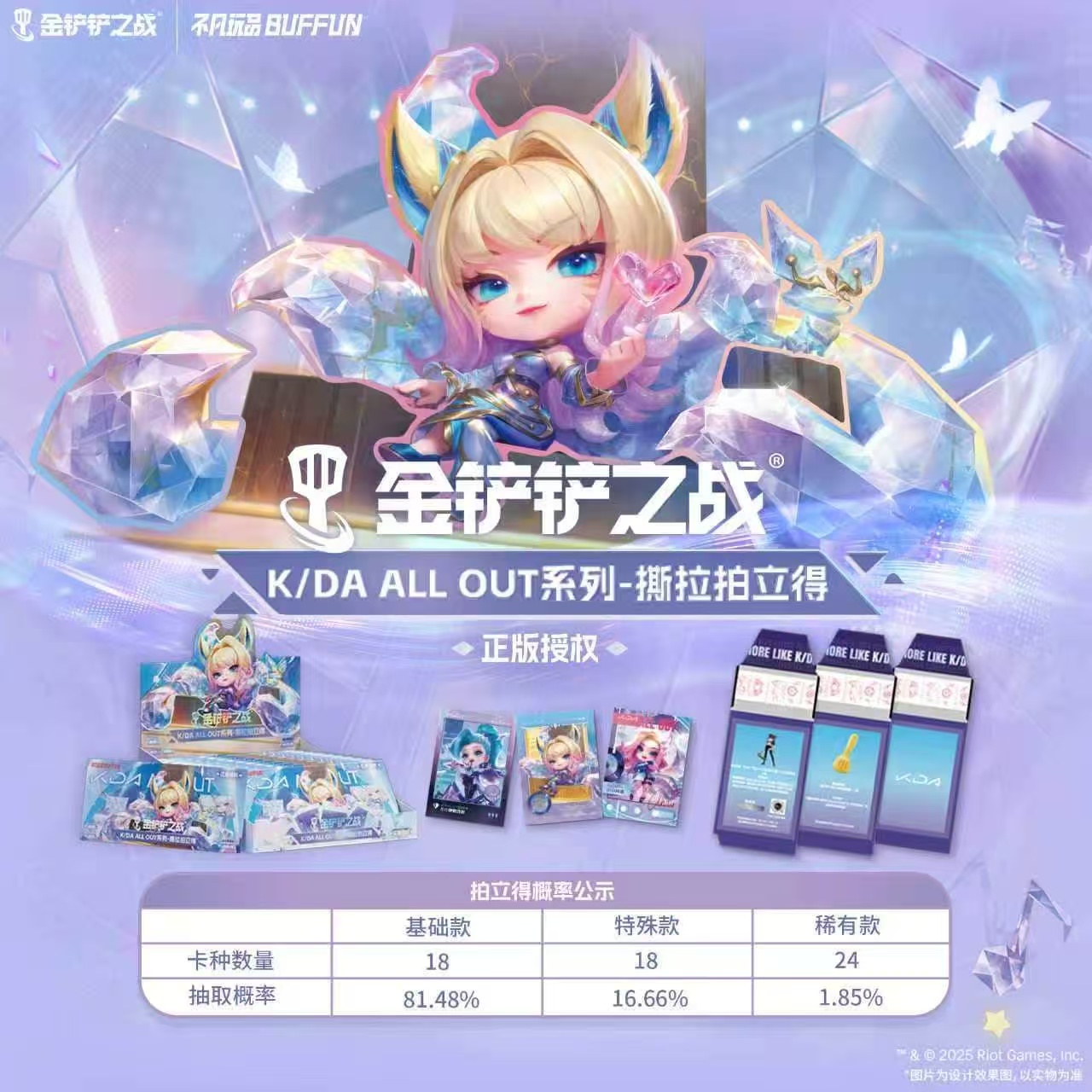 【自推车3张玩法金铲铲之战】K/DA  ALL OUT系列撕拉拍立得收藏卡牌