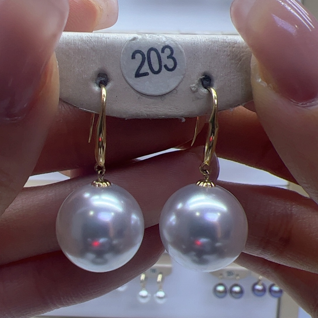 淡水珍珠耳饰18K金镶嵌