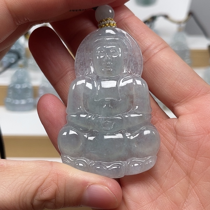 翡翠未镶嵌颈饰天然缅甸翡翠A货观音26号