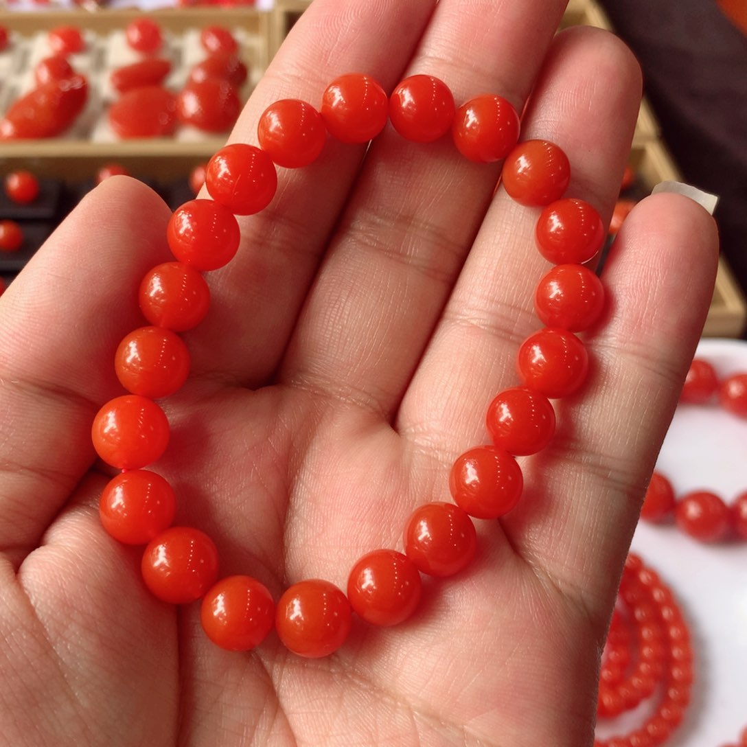 南红玛瑙未镶嵌9.5➕手串非*
